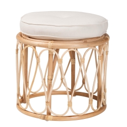 bali & pari Hachiro Bohemian Natural Rattan Ottoman Footstool